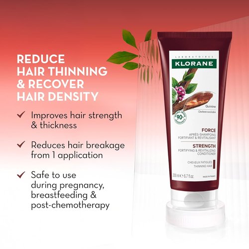 Klorane Strengthening Conditioner with Quinine - Natural Hair Thinning Solution - 6.7 fl. oz. Vegan & Dermatologist-Tested