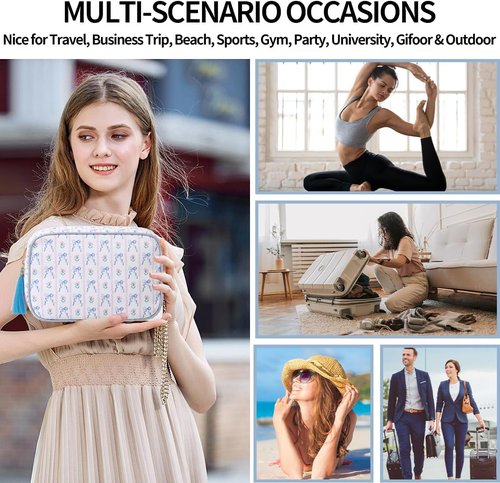 Makeup Bag Travel Cosmetic Bag Organizer Tassel Toiletry Bag Large Canvas Zipper Pouch Mahjong Tile Bag