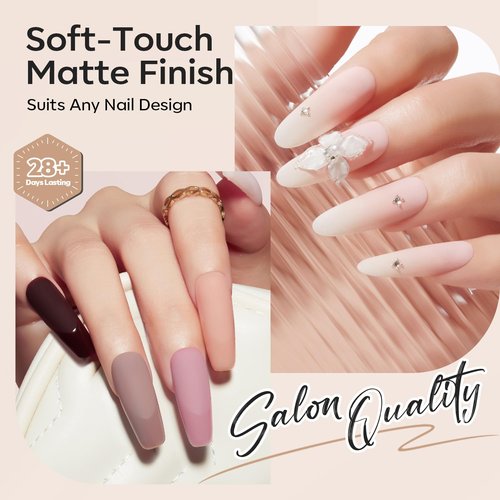 modelones 2PCS Matte Gel Top Coat Chrome Proof, Powder-Resistant No Wipe Velvet Finish Clear Gel Polish For Nail Art Painting Chrome Isolation Long Lasting DIY U V Manicure Gift for Women