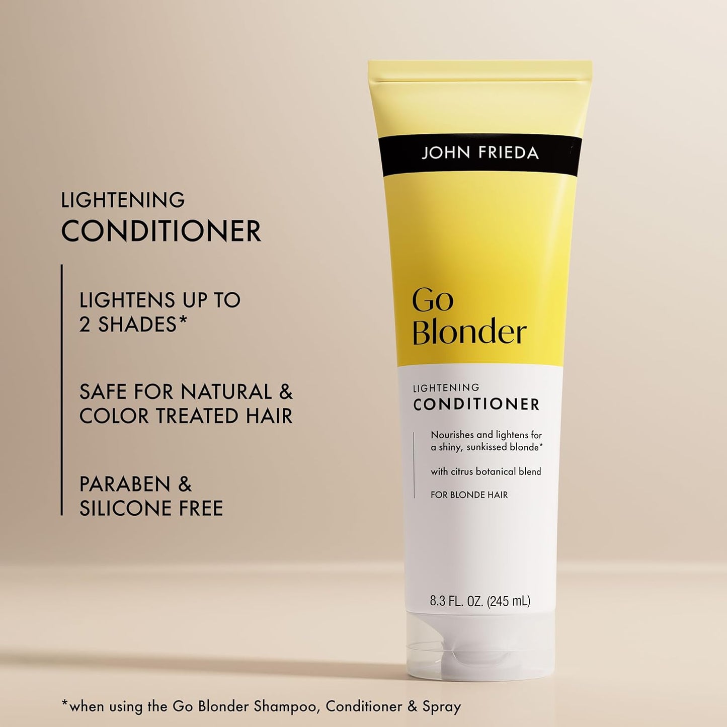 John Frieda Go Blonder Lightening Conditioner - Nourishing Blonde Conditioner, 8.3 Fl Oz