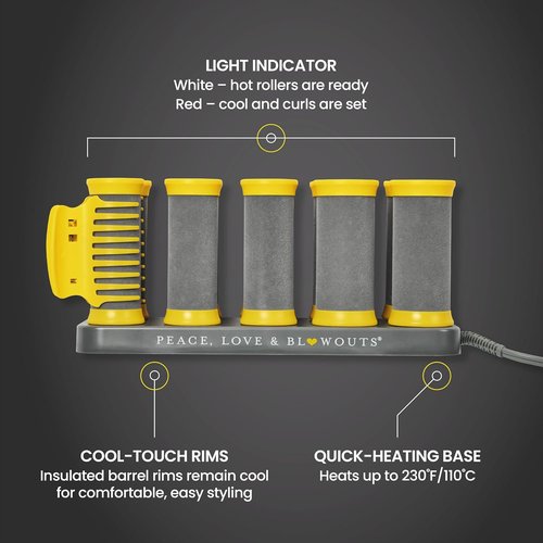 Drybar The Roller Club Curling Hot Rollers - Fast Heating, Gentle on Hair, 10 Rollers in 2 Sizes, Reduces Frizz & Adds Shine