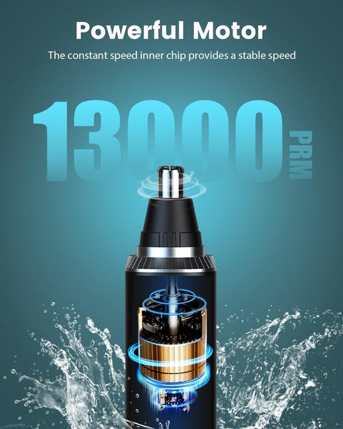Ear & Nose Hair Trimmer with LED Display for Men Women,Painless USB Rechargeable Eyebrow & Facial & Nose Hair Trimmer Clipper,Professional IPX7 Waterproof Dual Edge Blades