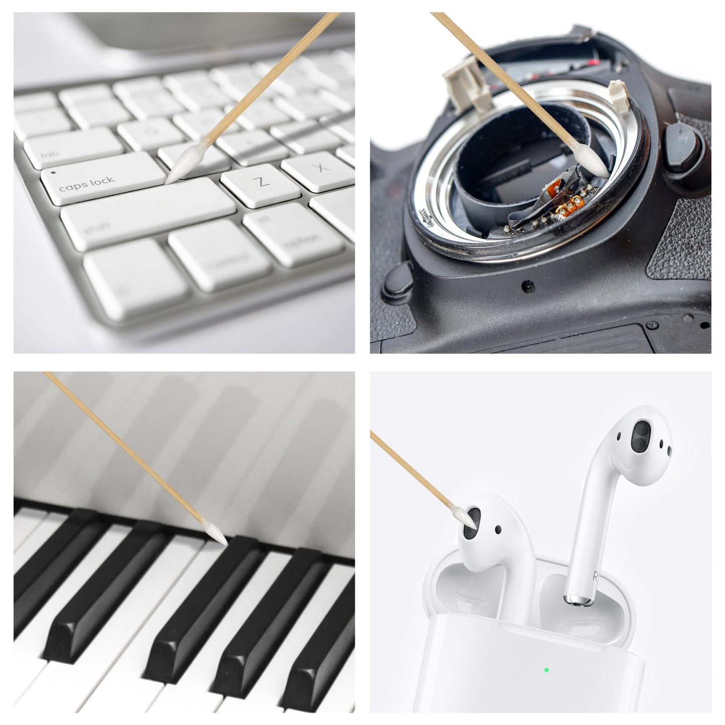 PINGMIC 400PCS (800 Tips) Long Cotton Swab, 6" Pointed Cotton Swab Without Barbs - Cotton Swabs with Wooden Sticks, Long Cotton Swabs for Gun Cleaning Machinery Makeup. Bamboo Stick with Storage Box