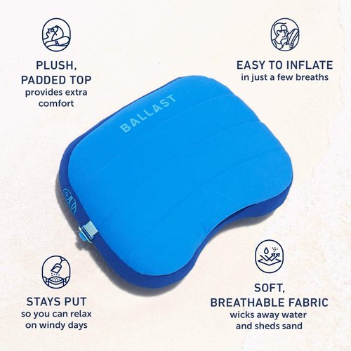 Ballast Beach Pillow - Comfy & Durable Inflatable Pillow with Patented Sand Pouch | Starlight Purple