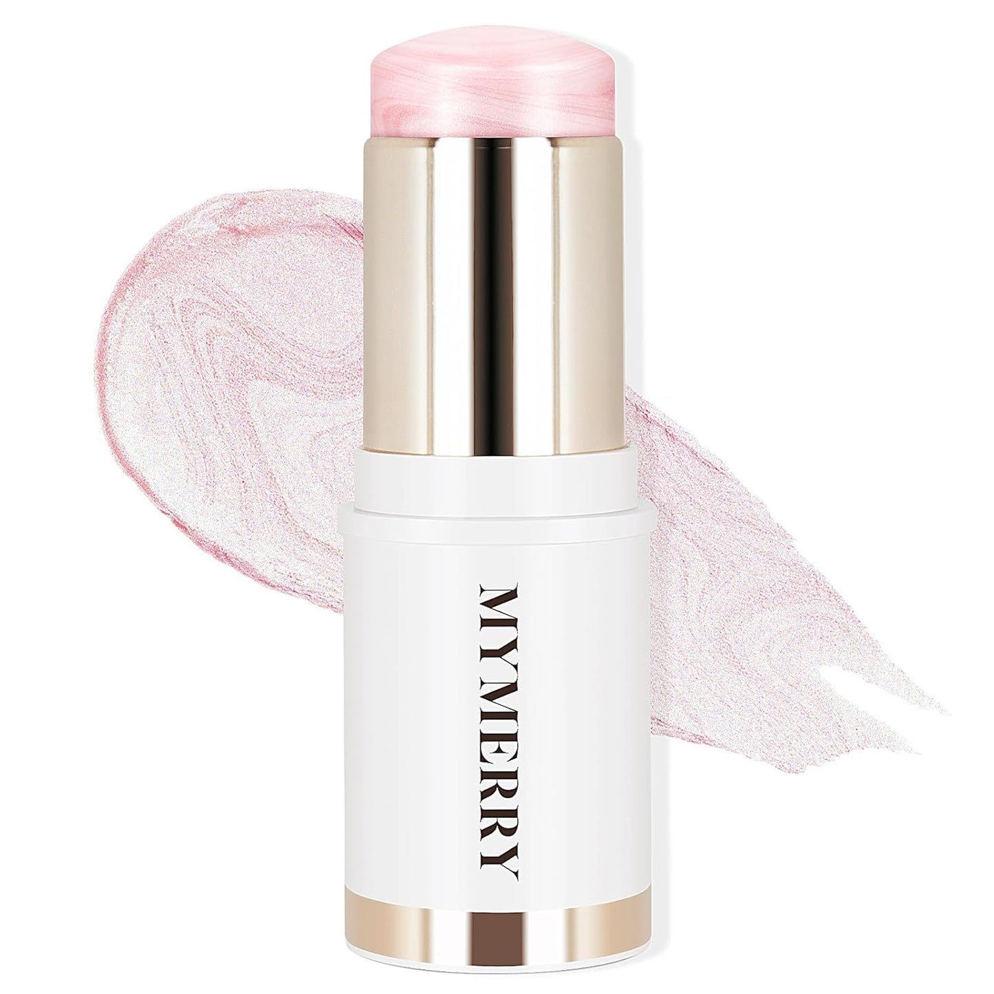 Skiennix Clear Dewy Marble Highlighter Stick - Buildable Glow for Face & Body | Vegan, 15g/0.53fl.Oz, Pink Silver