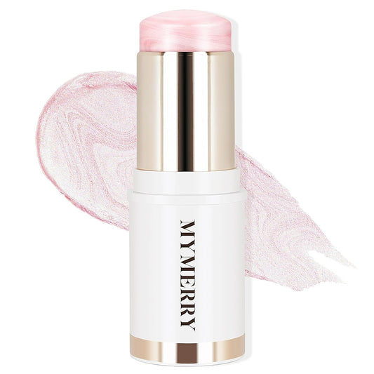 Skiennix Clear Dewy Marble Highlighter Stick - Buildable Glow with Micro Pearls | Vegan & Cruelty-Free, 15g/0.53fl. Oz, Pink Silver