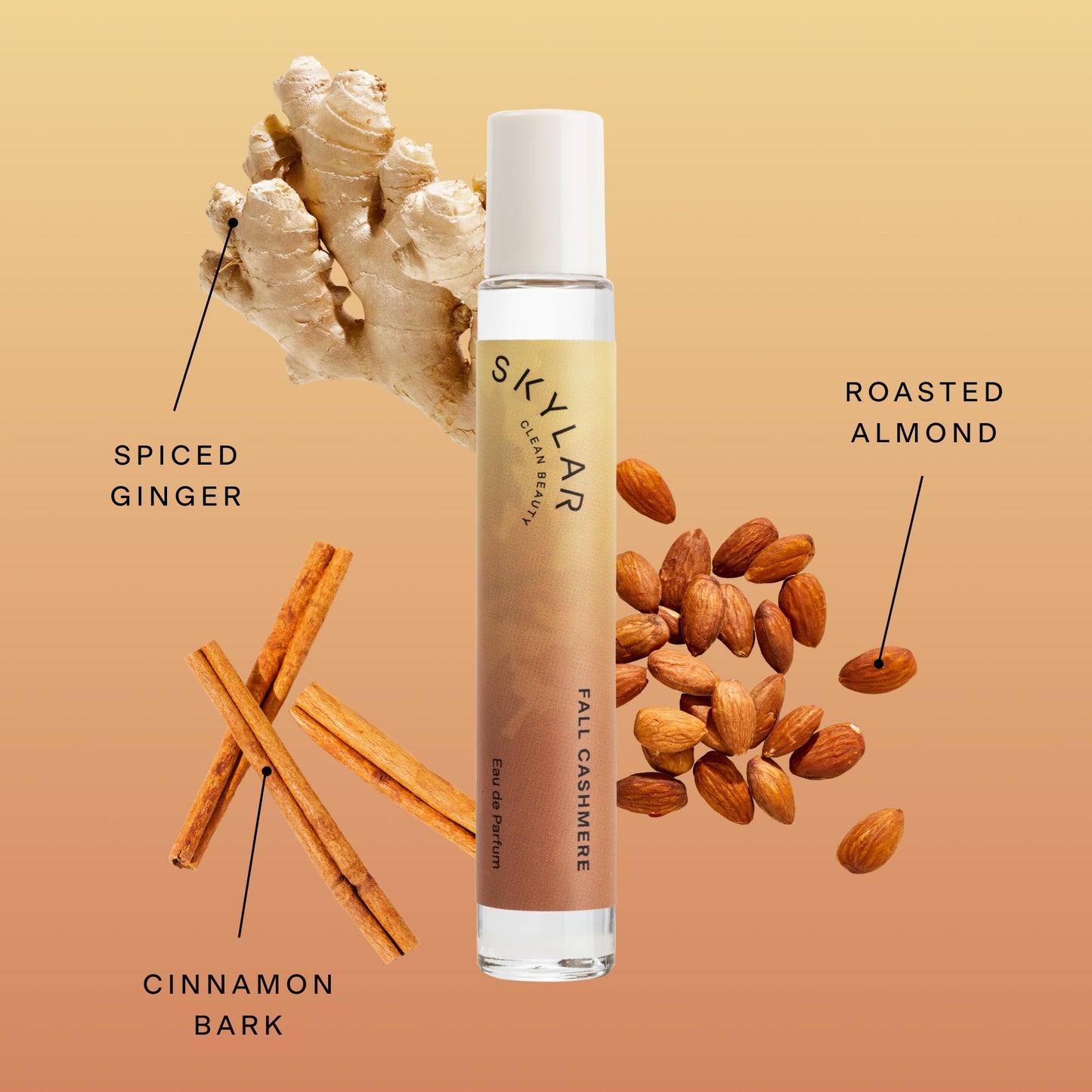 Skylar Fall Cashmere Eau de Parfum - Hypoallergenic & Clean Perfume for Women & Men, Vegan & Safe for Sensitive Skin - Spicy Gourmand Perfume with Notes of Cinnamon, Almond & Ginger - 10mL /0.33 Fl oz