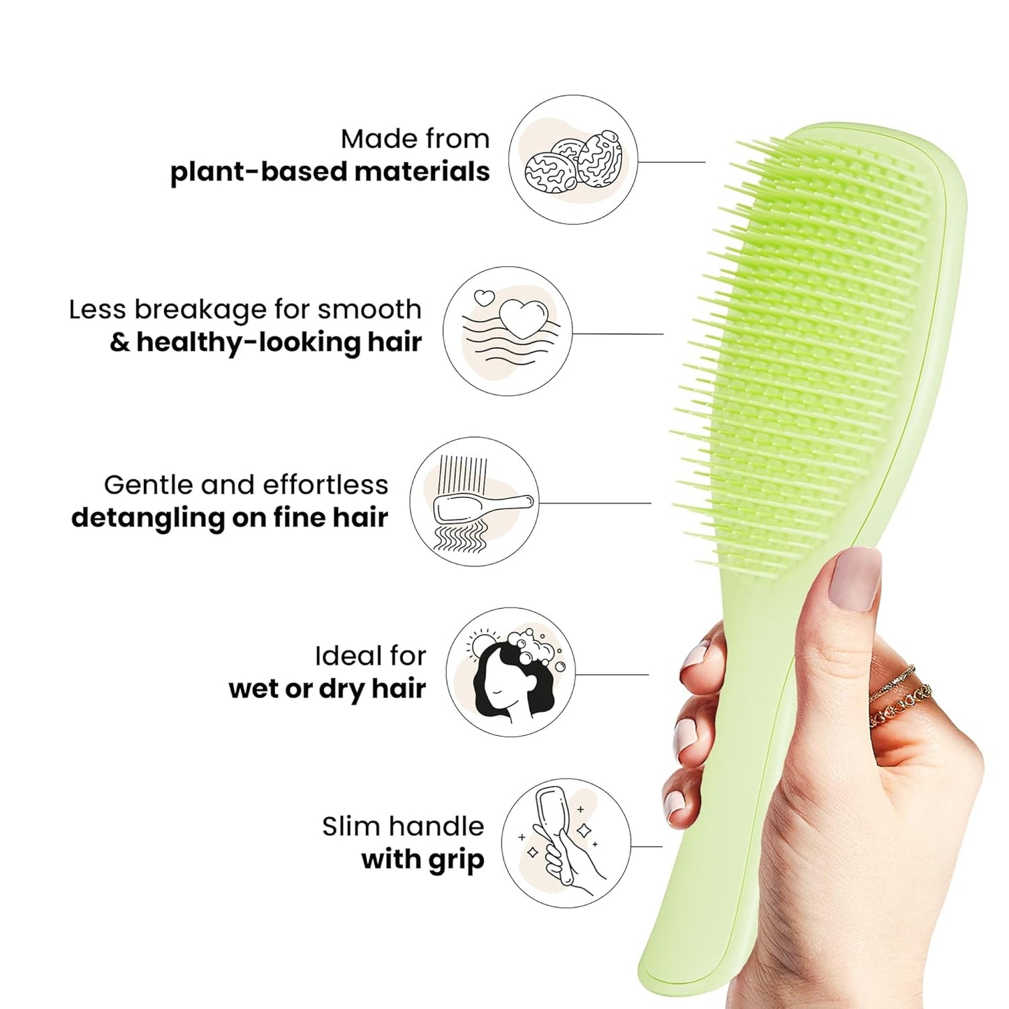 Tangle Teezer Ultimate Detangler Brush - Plant-Based Design for Dry & Wet Hair | Reduces Breakage, Matcha Green