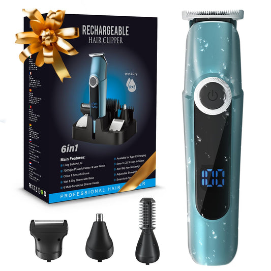 ZUWSUJS Beard Trimmer for Men Professional Grooming Kit,Face Mustache Trimmers for Men,6 in 1 Mens Beard Trimmer,Cordless Electric Nose Body Hair Clippers,Gifts for Men Husband Fathers Boys