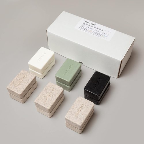 Marlowe. Men's Soap Bar Discovery Gift Set - Exfoliating, Charcoal & Moisturizing Variety | 12 Pack