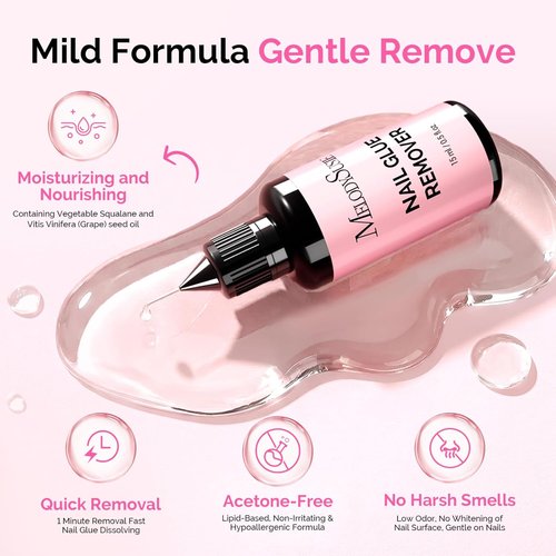 MelodySusie Nail Glue Remover - Acetone-Free Formula for Press-On Nails | 2PCS Multi-Functional Liquid