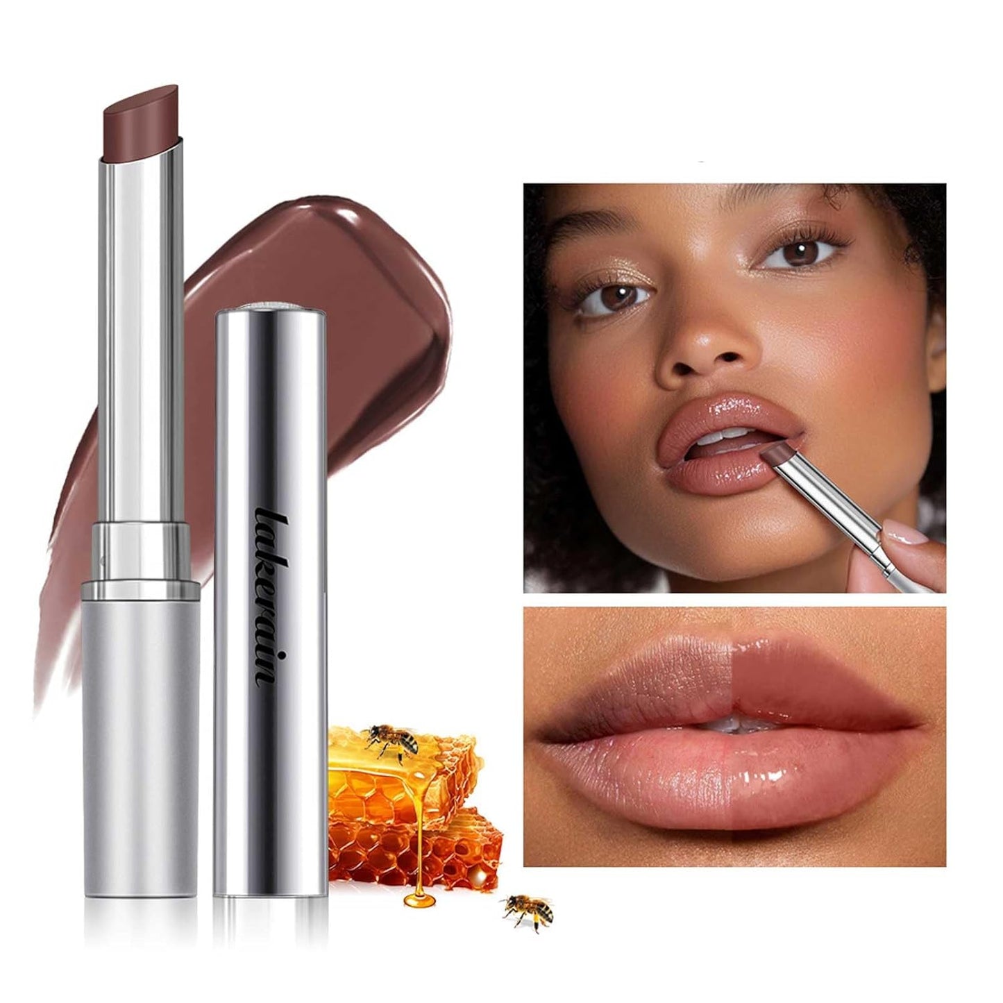 Baisen Diary Honey Lipstick - Sheer Hydrating Tinted Lip Balm for All Skin Tones | Natural Black Cherry Tint (Nude Honey)