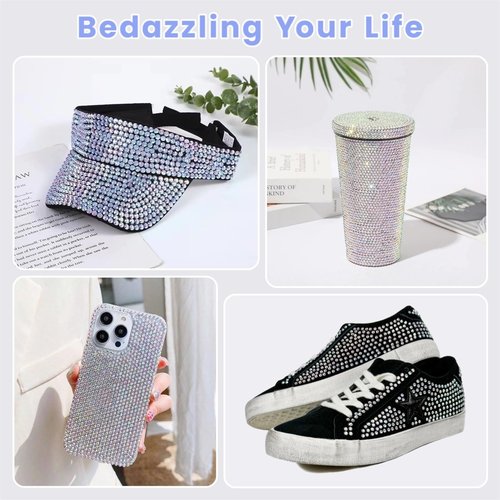 2 Pack Rhinestone Picker Tool Dotting Pen with 4 Wax Tips and Tray, Wax Pencil for Rhinestones, Gem Picker Pen Diamond Jewel Applicator, Rhinestone Tools Kit for Bedazzling DIY Nail Art
