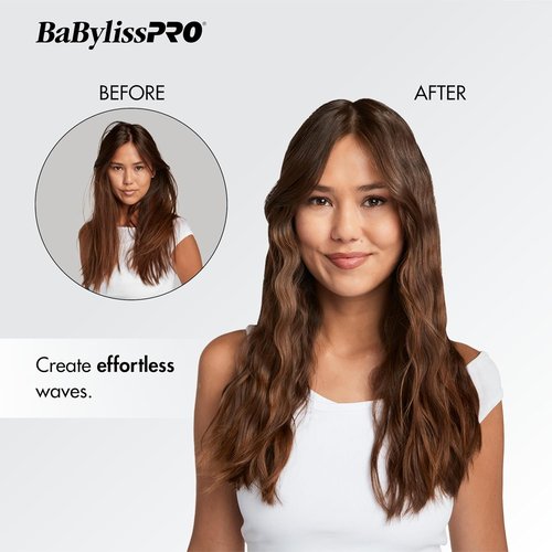 BabylissPRO Triple Barrel Waver - Porcelain Ceramic Styling Tool for Effortless Waves | Black