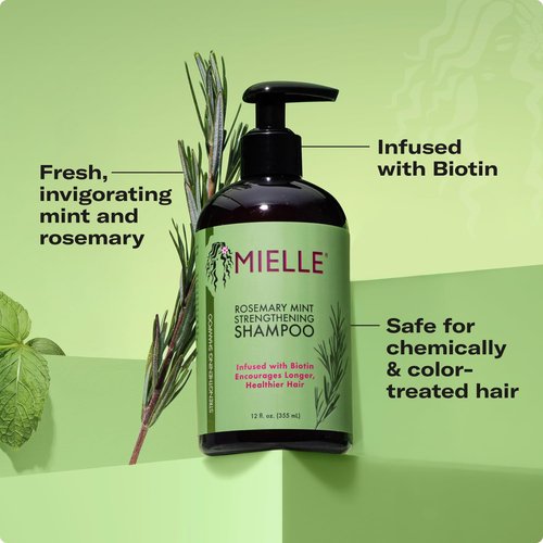 Mielle Organics Rosemary Mint Biotin Shampoo - Moisturizing Hair Strengthener for All (12 oz)