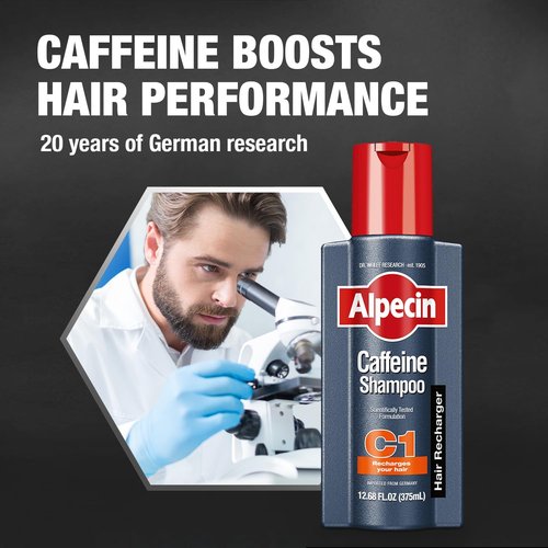 Alpecin C1 Caffeine Shampoo - 12.68 Fl Oz | Hair Performance Enhancer for Natural Growth & Thickness
