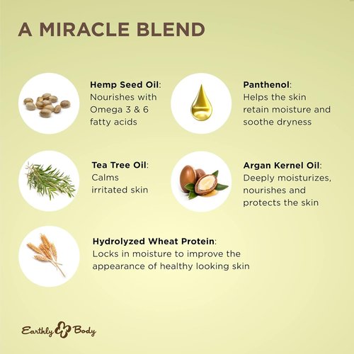 Earthly Body Miracle Oil Shave Cream - Reduces Nicks & Skin Irritation - Tea Tree, Hemp Seed & Argan Oils - 100% Vegan, Cruelty-Free