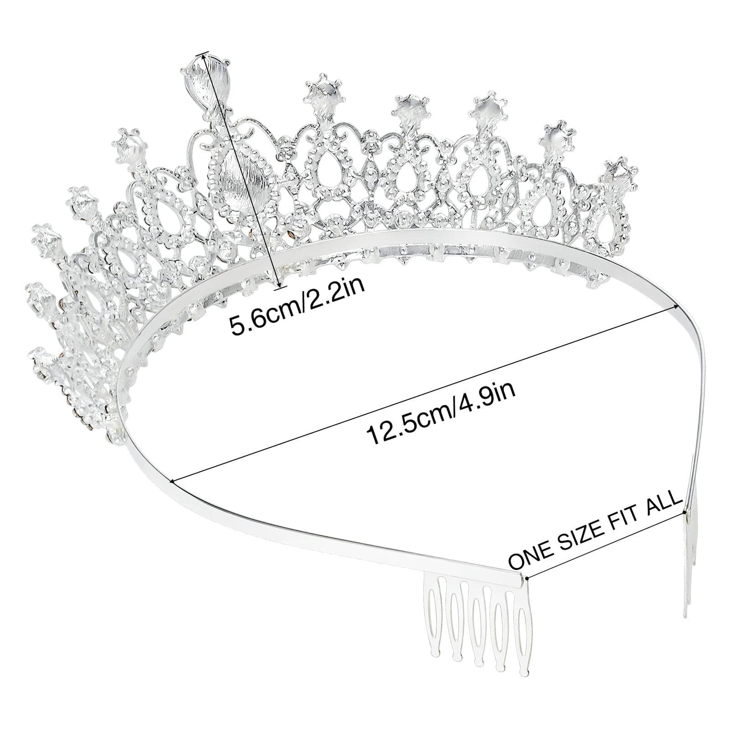 Makone Crowns for Women, Silver Princess Crown, Crystal Crown for Bridal, Wedding, Pageant, Birthday, Party