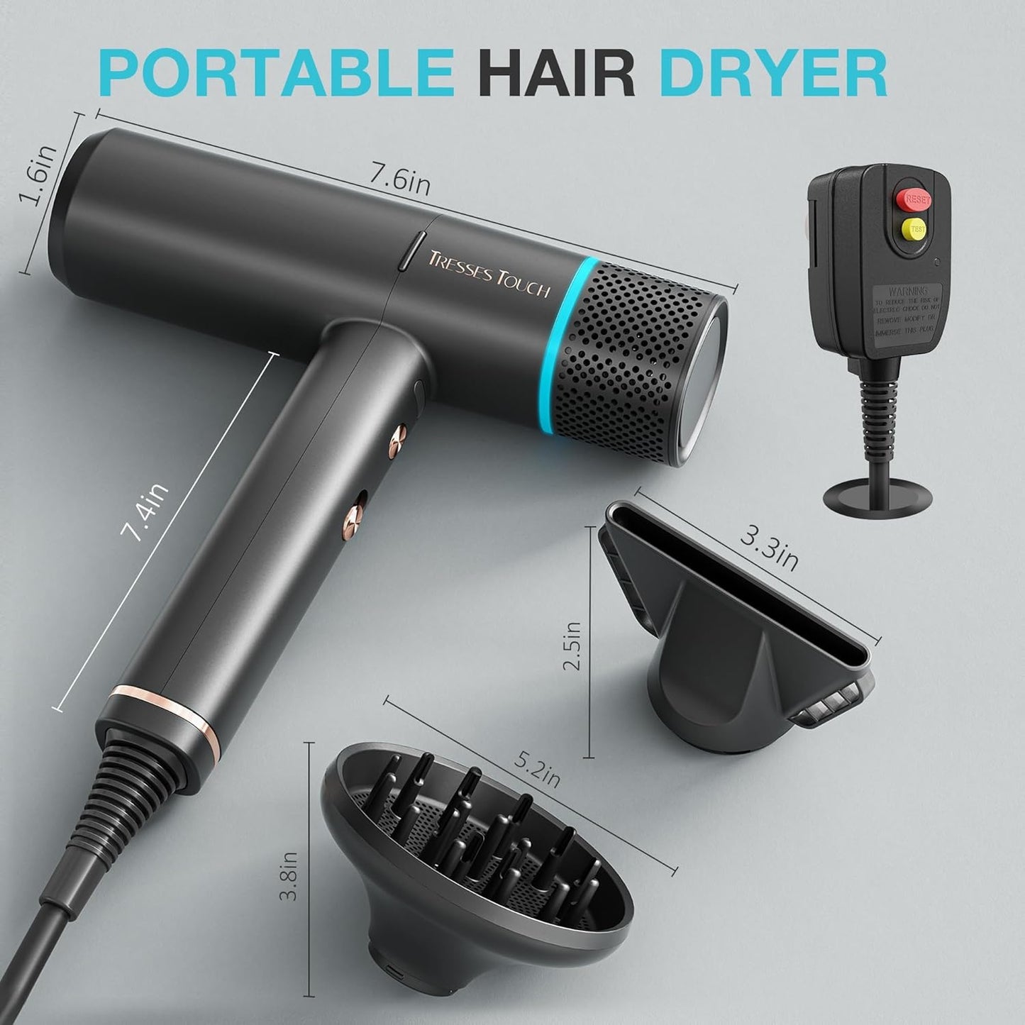 Skiennix Hair Dryer - High-Speed Ionic Blow Dryer with 1600 Watt Motor for Fast Drying | Lightweight & Professional Design