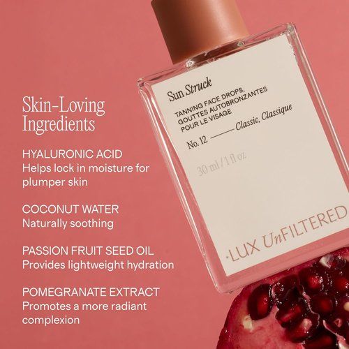 Lux Unfiltered N°12 Sun Struck Bronzing Face Tanning Drops - Gradual Self Tanner for Natural Glow | Vegan & Cruelty Free