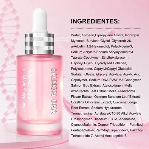 PDRN Pink Glow Serum with Peptides & Niacinamide – Hydrating Korean Glass Skin Serum for Firming, Brightening & Smoothing – 1.01 fl. Oz