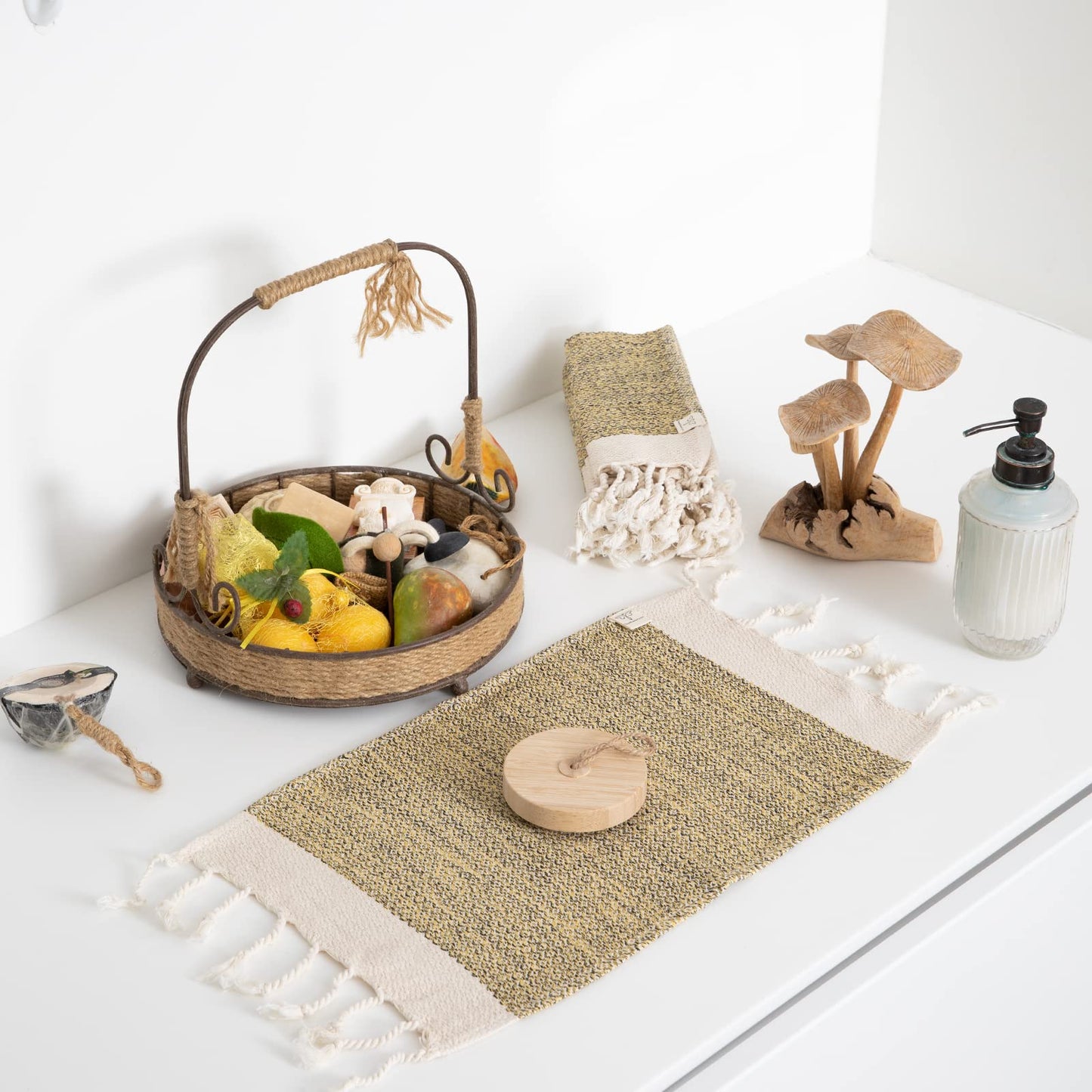 SMYRNA TURKISH COTTON Wash Cloths Pack of 6 | 12"x17" | Versatile Bath Towels for Bathroom, Hotel, SPA, Gym | Soft, Absorbent, Prewashed and Quick Dry Turkish Hand Towels, Yellow