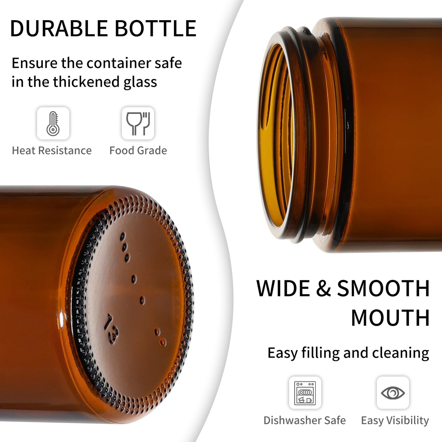 KEYWING 4oz Small Glass Jars with Black Lids, 24 Pack Amber Empty Cosmetic Containers Round Glass Jar with Inner Liners for Lotions, Powders and Ointments