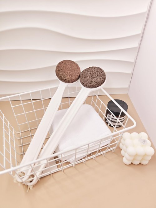 Copesfuda Straight Handle Pumice Stone - Professional Firm Control Foot Scrubber for Stubborn Calluses - Natural Dead Skin Remover & Pedicure File for Feet and Hands - 14“