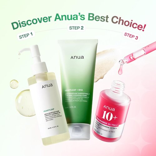 Anua 3-Step Glass Skin Set - Oil Cleanser & Face Wash with Niacinamide | Daily Double Cleansing Routine