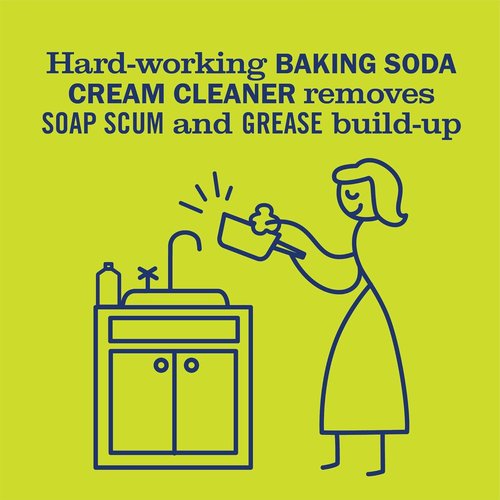 Mrs. Meyer's Clean Day Baking Soda Cream Cleaner - Scratch-Free Polish, Cuts Grease, Lemon Verbena, 16 Fl Oz