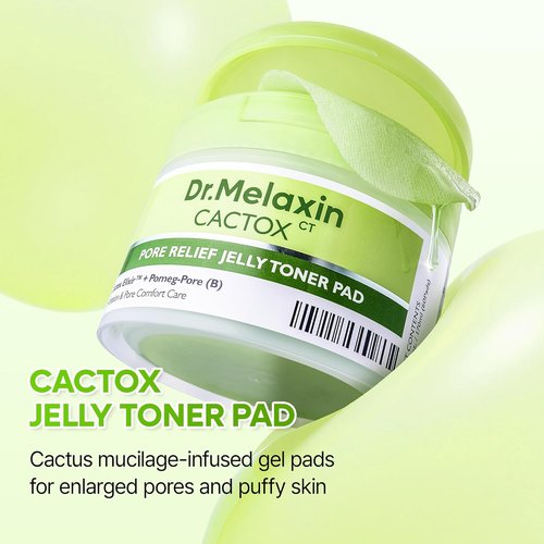 Dr. Melaxin Cactox Pore Relief Jelly Toner Pads - Cooling & De-Puffing Exfoliating Pads, 60 Count