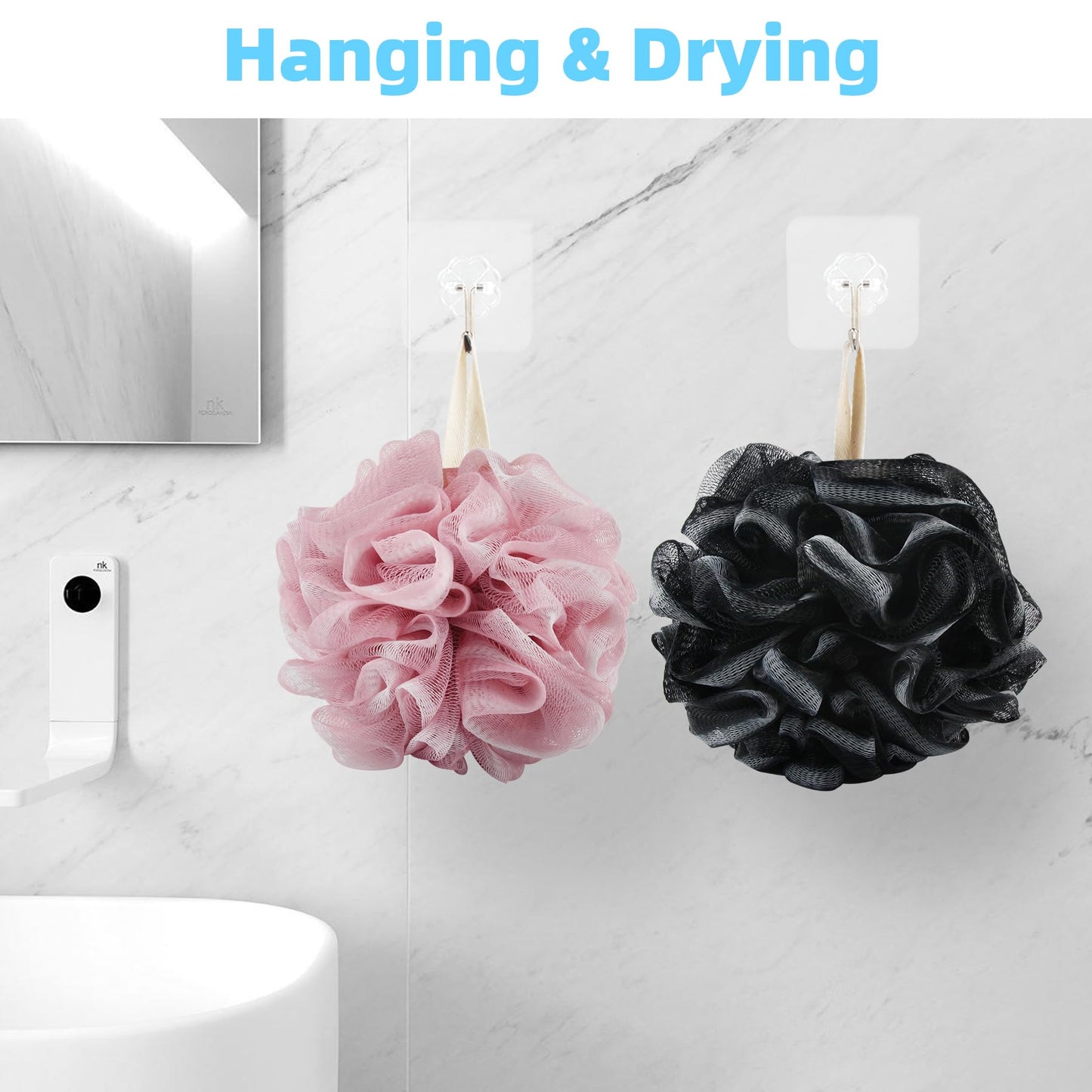 Chuya 4 Pack Bath Loofahs Sponge 70g,Shower Sponges Loofah Body Scrubber Balls for Body Cleaning Soft mesh