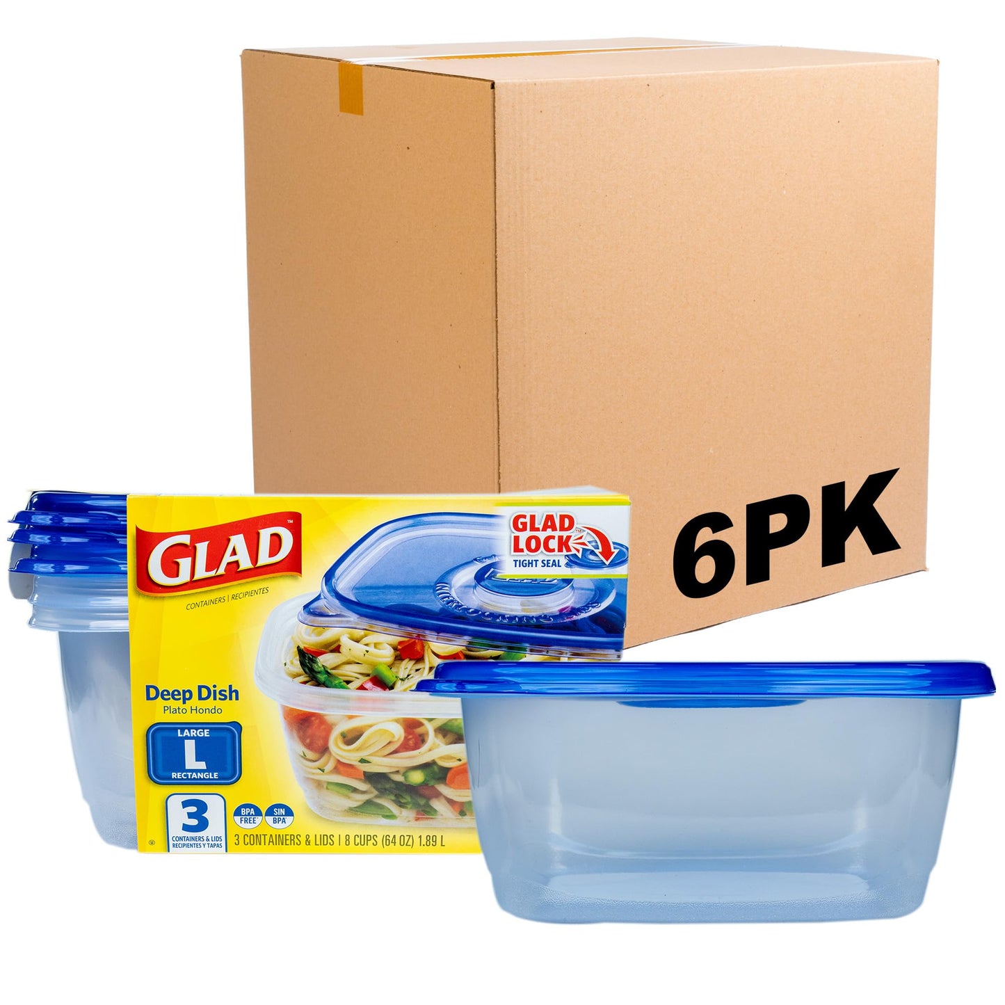 Glad GladWare To Go Snack Food Storage Containers - Medium Round - Meal Container Holds up to 24 Ounces of Food - Lock Tight Seal, 4 Count