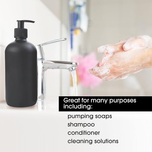 Boston Round Glass Bottles - 16oz Reusable Spray Bottle & Soap Dispenser Set of 2
