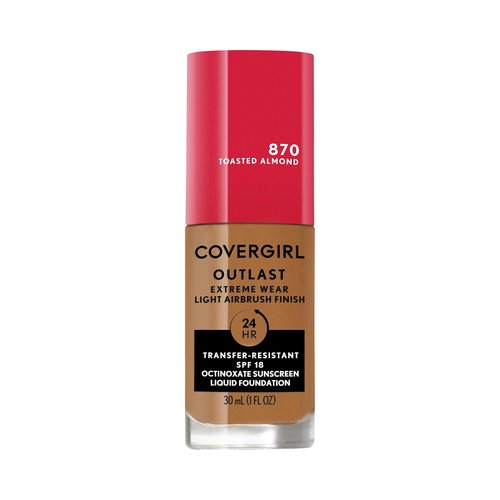 Covergirl Outlast Extreme Wear Liquid Foundation - Full Coverage, SPF 18, Toasted Almond, 1 Fl. Oz.
