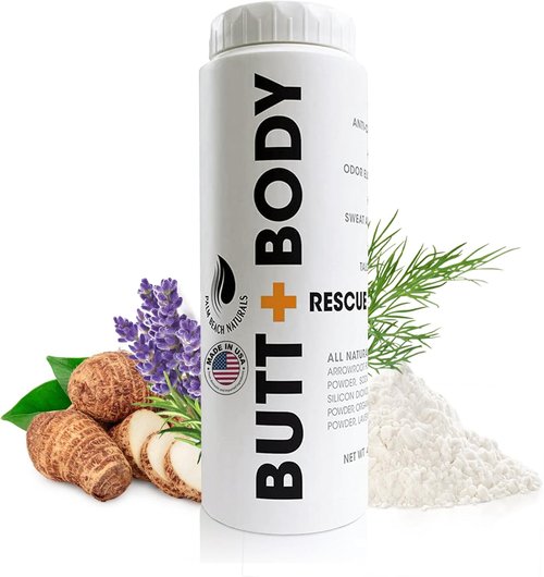 Palm Beach Naturals Butt & Body Rescue Powder - Talc-Free Whole Body Deodorant for Men & Women | Absorbs Sweat & Controls Odor - 4oz