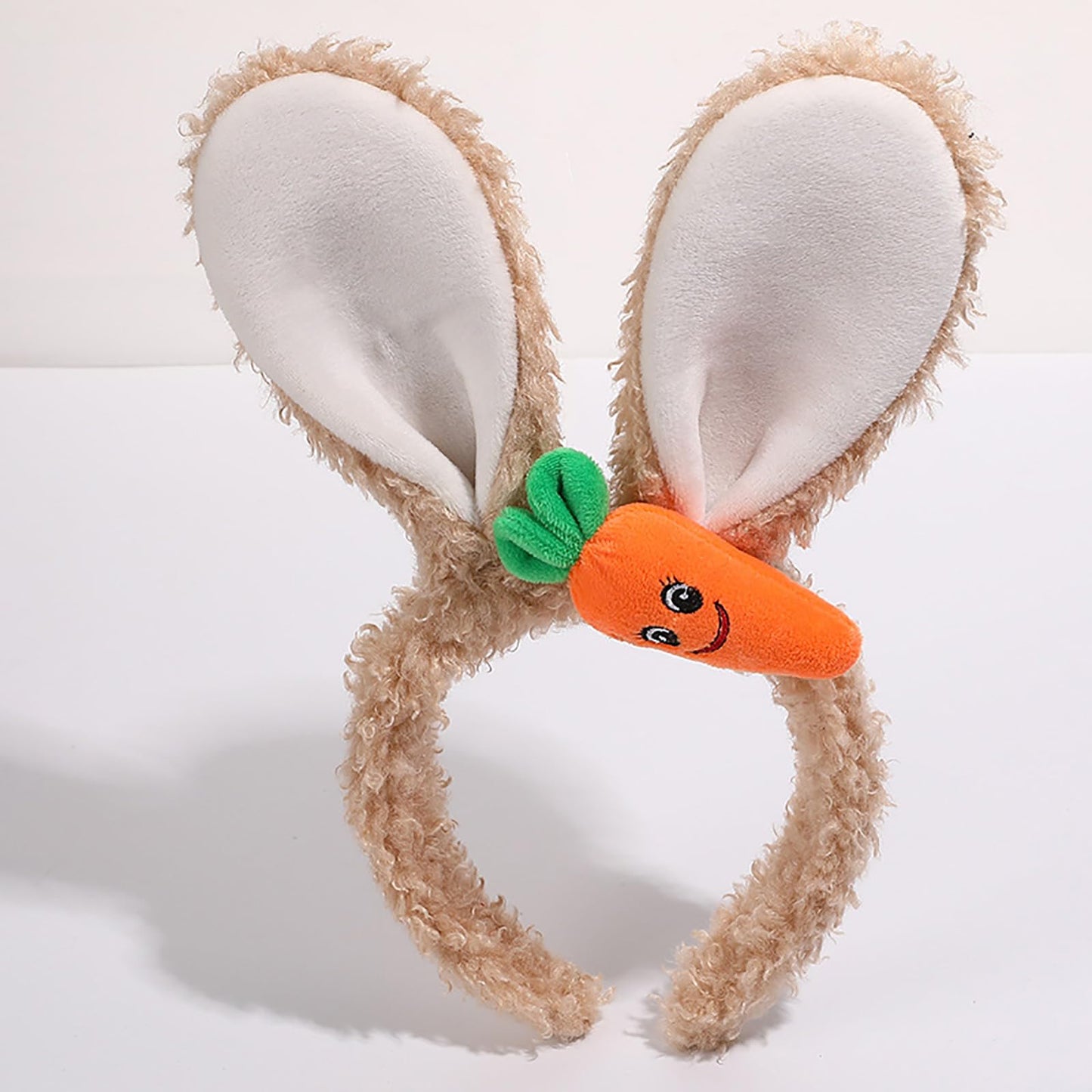 FunSpt Easter Bunny Rabbit Ears Plush Headband Halloween Costume for Aldult Carrots 4