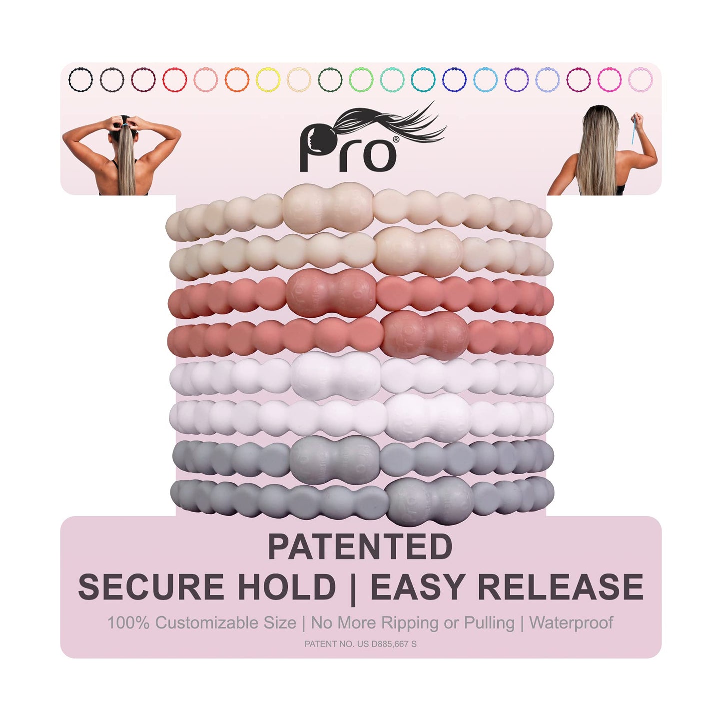 PRO Hair Tie - Easy-Release Clasp - Secure Hold - No Damage - Great for ANY Active Lifestyle (Neutral Pack of 8)