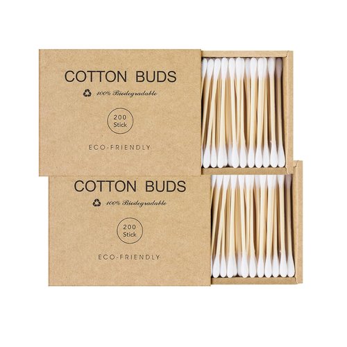Bamboo Cotton Swabs - Eco-Friendly 400 Count Cotton Buds for Gentle Ear Cleaning