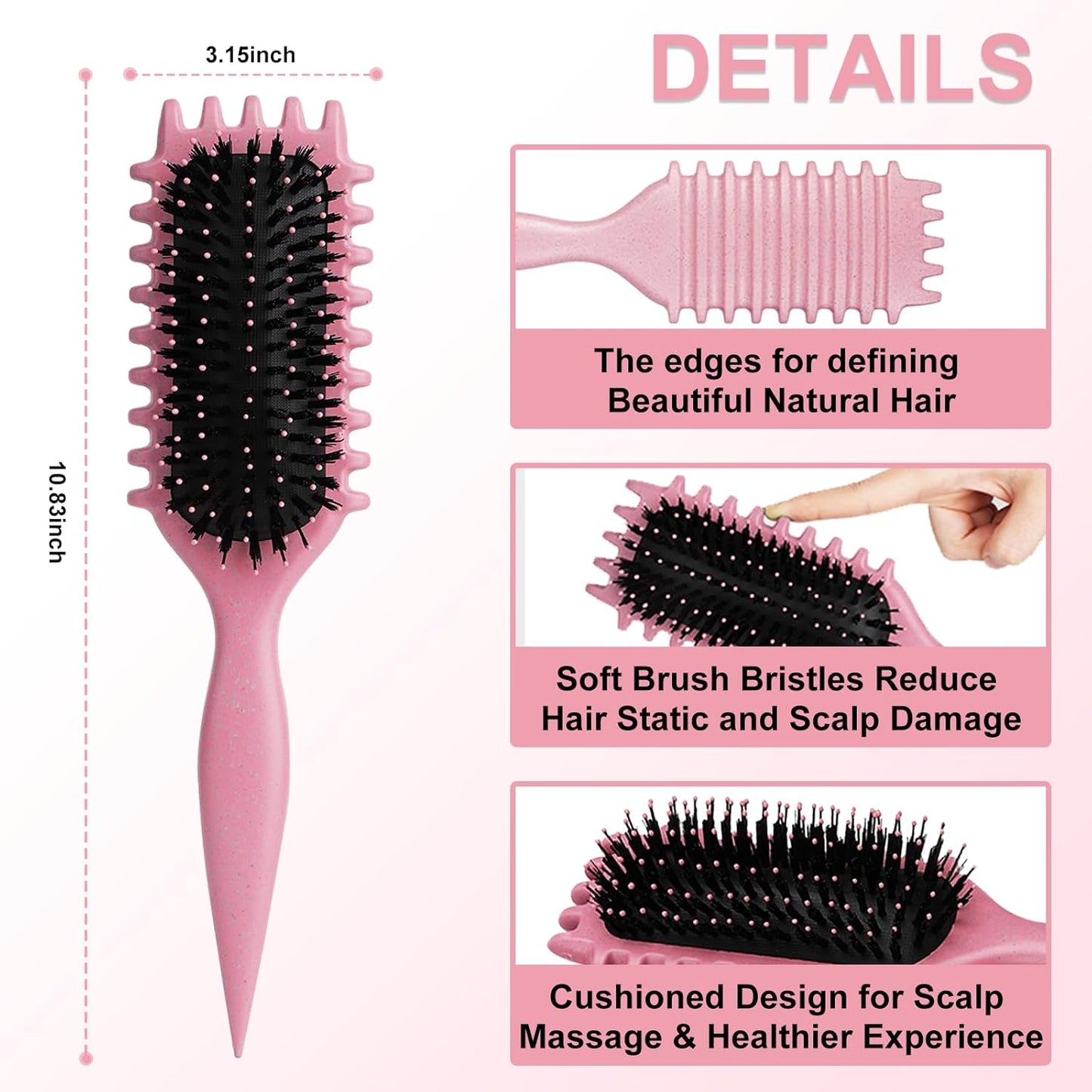 Skiennix Curly Hair Brush - Curl Defining Styling Tool for Women | Pink Color