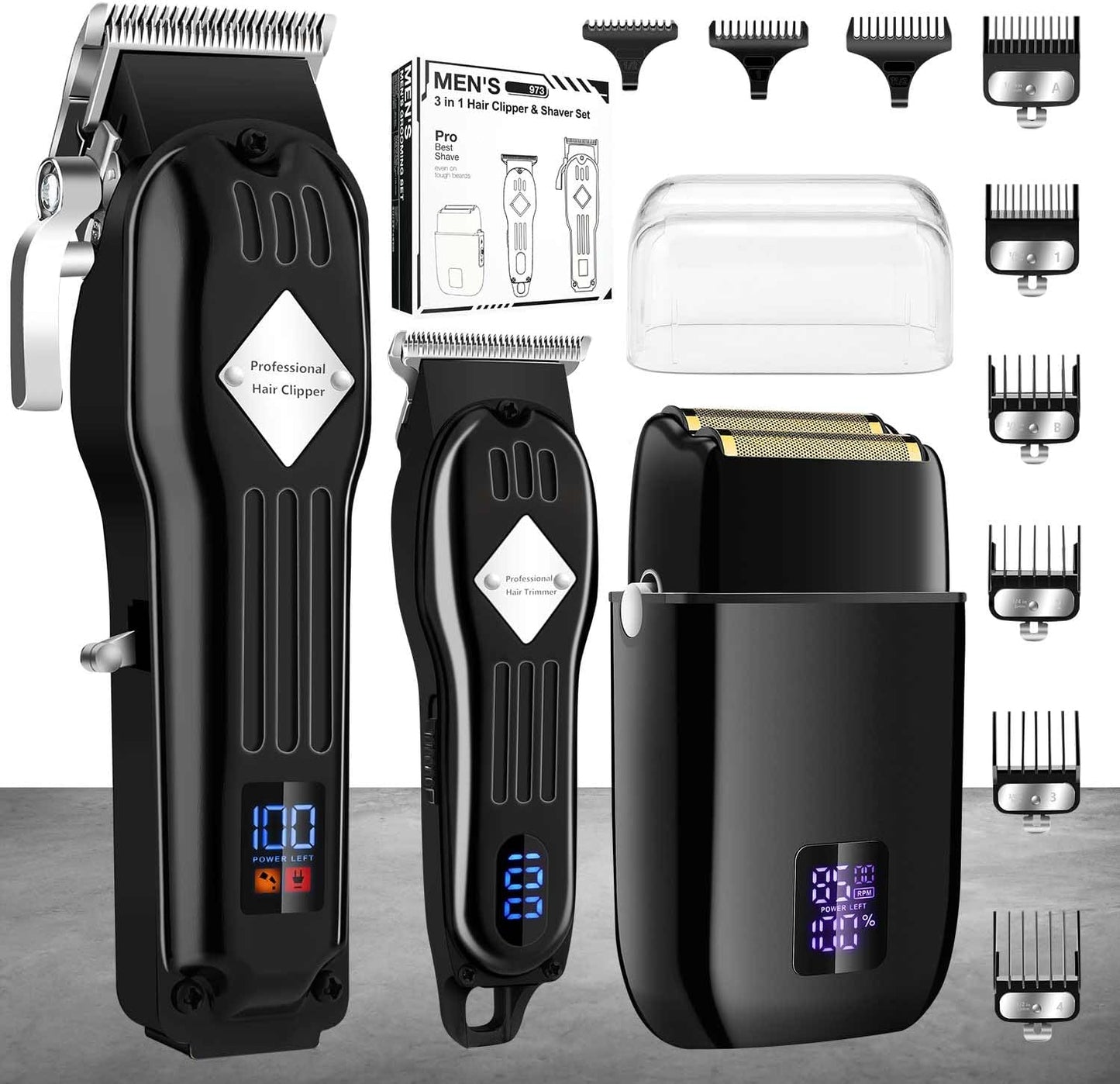 Karrte Professional Hair Clippers/Hair Trimmer/Beard Shaver Kit for Men - Cordless Barber Clipper Hair Cutting Kit, Beard T Outliner Trimmers Haircut Grooming Kit,Gifts for Men (Black)