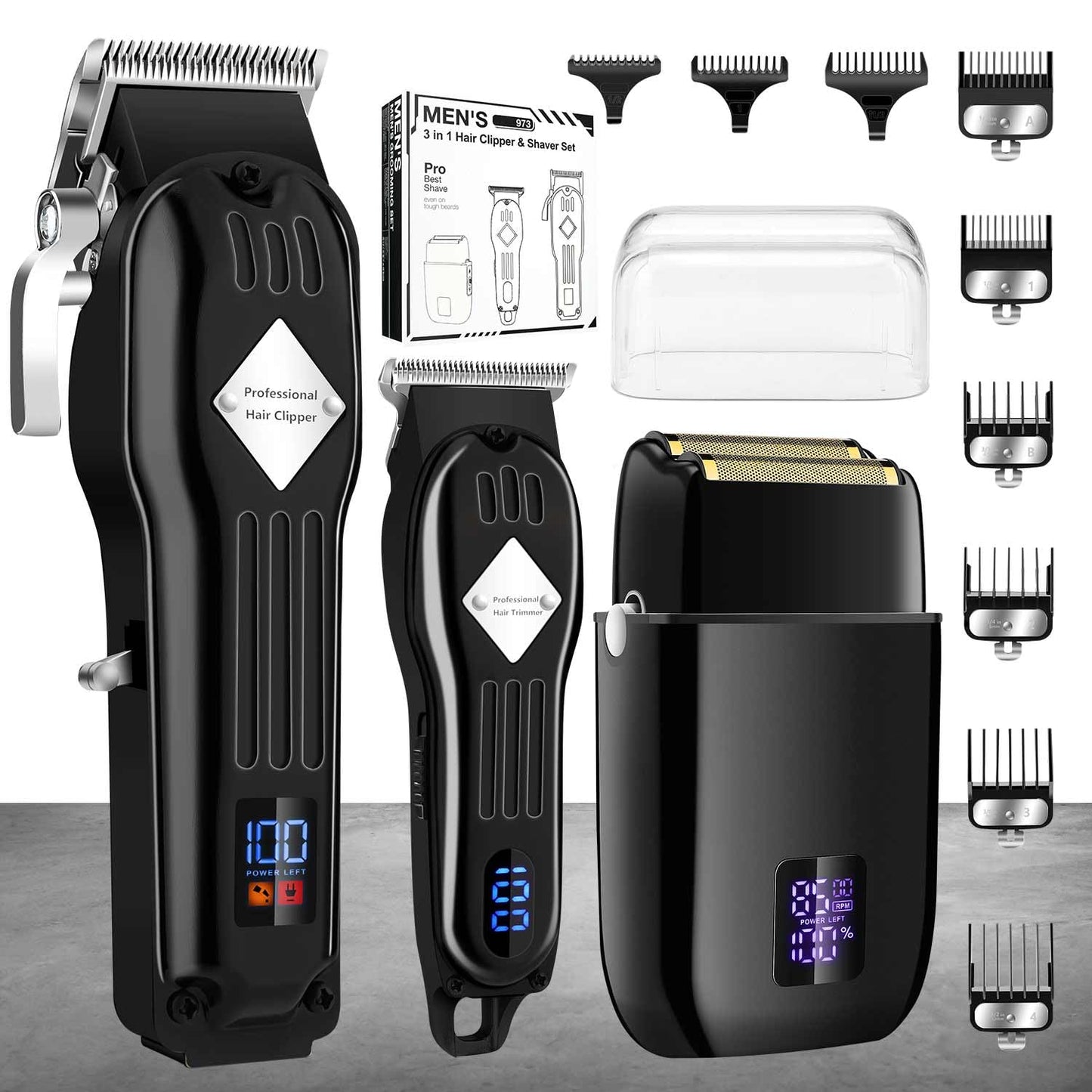 Karrte Professional Hair Clippers/Hair Trimmer/Beard Shaver Kit for Men - Cordless Barber Clipper Hair Cutting Kit, Beard T Outliner Trimmers Haircut Grooming Kit,Gifts for Men (Black)