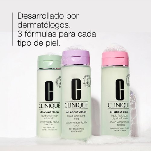 Clinique 3-Step Gentle Facial Cleanser - Liquid Face Wash for Dry Combination Skin | 13.5 Fl Oz (Pack of 2)