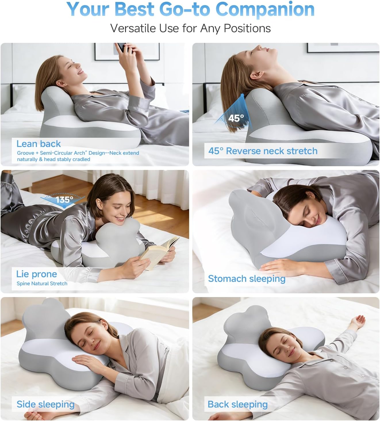 Skiennix Reading Pillow - Memory Foam Bed Wedge with Neck & Back Support | Ergonomic Design for Comfort