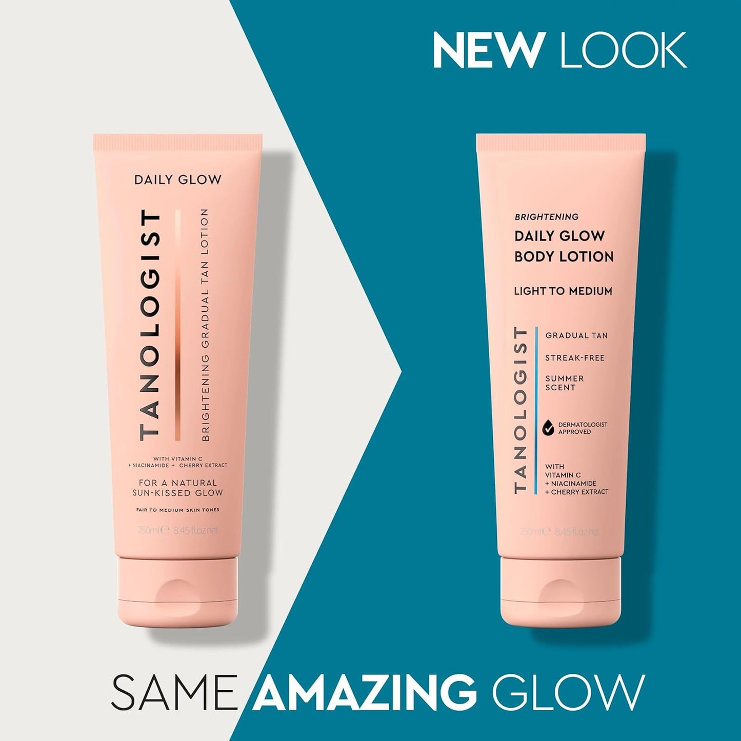 Tanologist Brightening Daily Glow Body Lotion - Light/Medium Gradual Tanning, Streak-Free & Natural Look, Vegan, 8.45 fl. oz