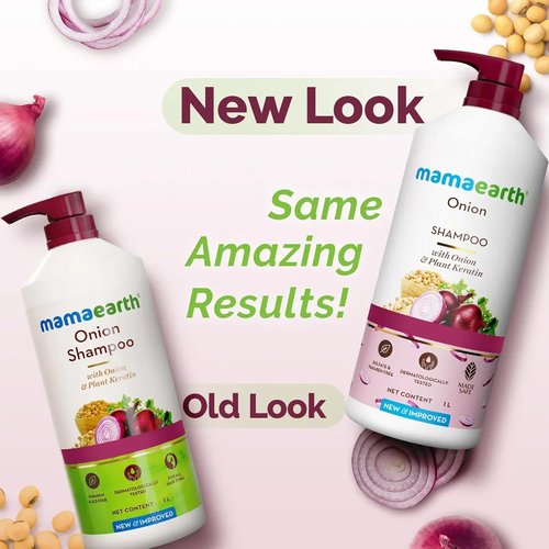 Mamaearth Onion Shampoo - Nourishing Formula with Onion & Plant Keratin | 33.81 Fl Oz (1L)