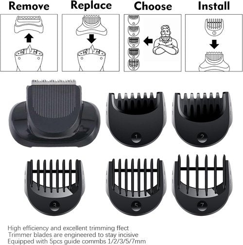 Braun Beard Trimmer Attachment - Replacement Guide Combs for Series 5, 6 & 7 | 1-7mm Sizes