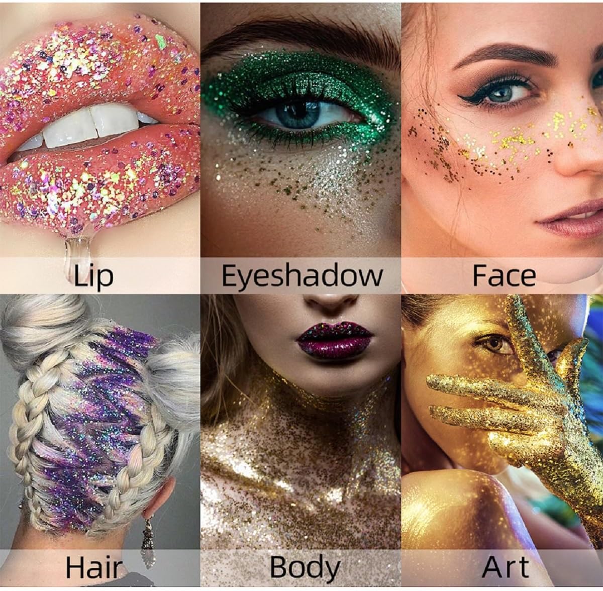 Skiennix Body Glitter Stick - Sparkling Holographic Sequins for Eyes, Lips, Hair & Face | Red, Green & White