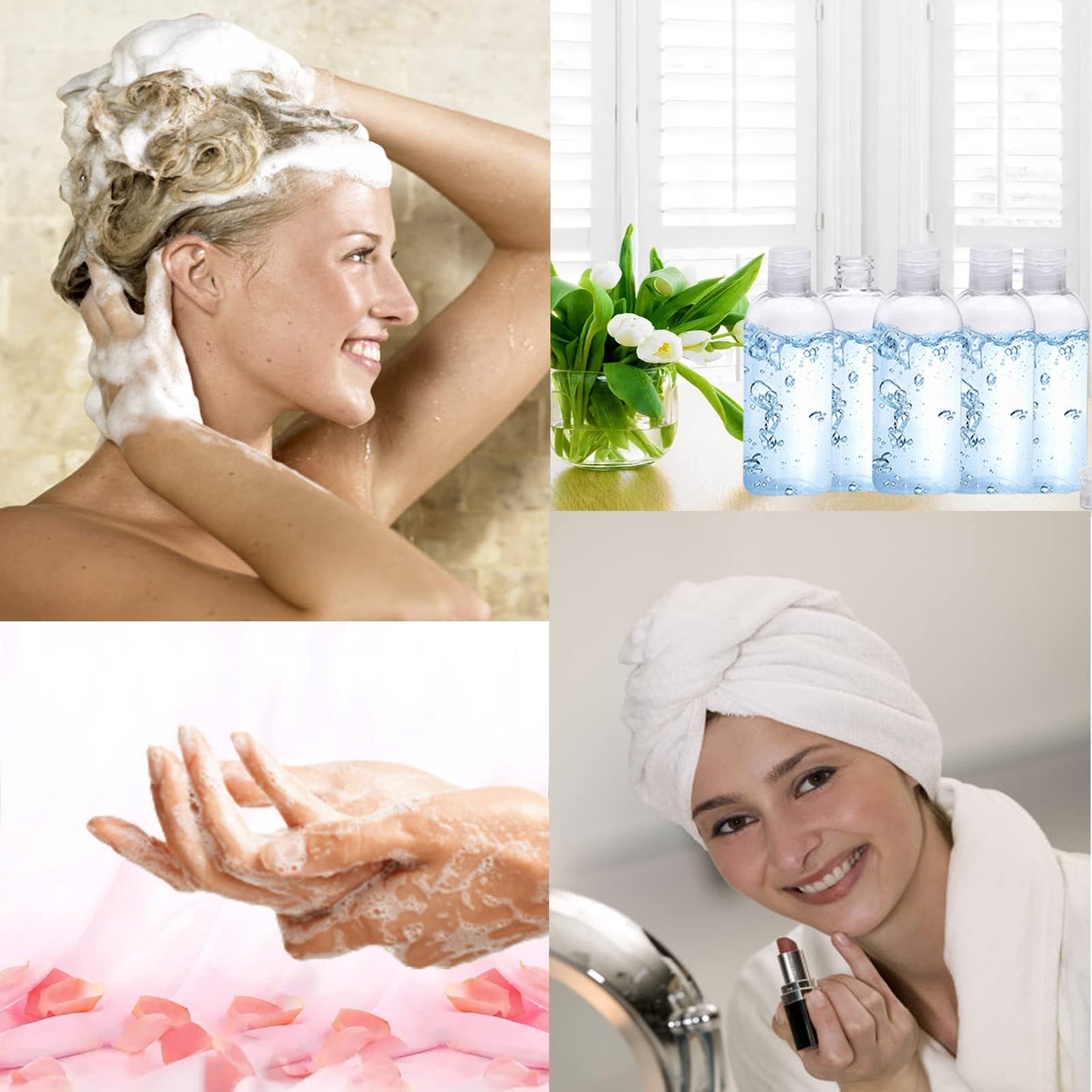 Kitchen GIMS Clear Plastic Empty Squeeze Bottles 18 Pack 3.4oz/100ml with Flip Cap TSA Travel Bottle for Shampoo, Conditioner & Lotion (18 Counts)