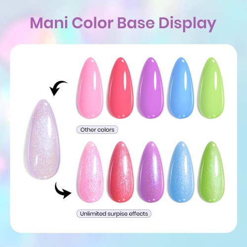 Beetles Gel Nail Polish Set - 2 Colors 15ml Baby Blue Sheer Glitter Purple Soak Off UV Light Blue Gel Polish Set Ethereal Dreams Nail Art Kit DIY Home